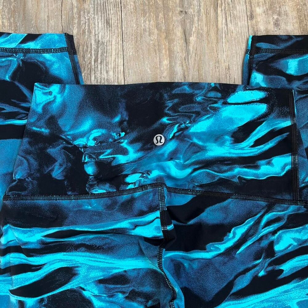 Lululemon Wunder Under Pant Leggings Hi Rise Flux Nulux 6 Blue Marble Black - Picture 3 of 4